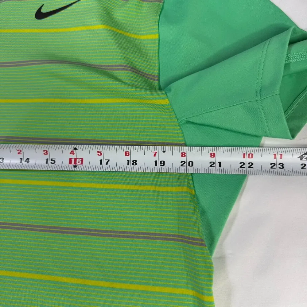 Nike Dri-FIT Tiger Woods Golf Polo Shirt Mens Med Green Striped DR5318-363‎